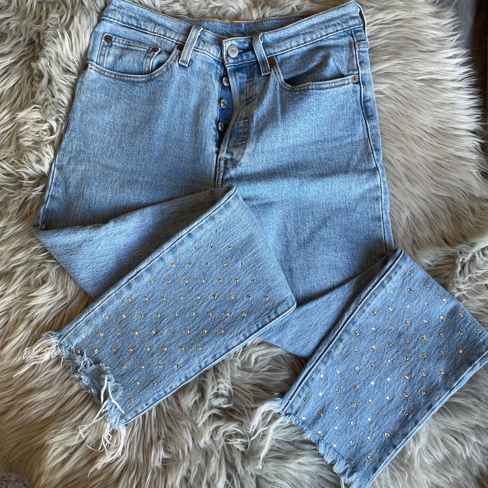 501 S Crystal Embellished Levi’s Jeans
